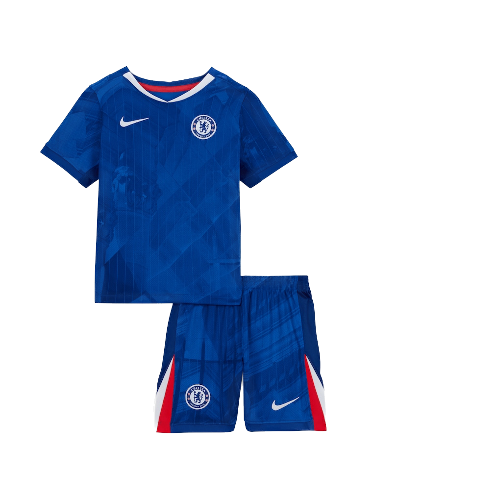 2025/26 Chelsea Home Kids Kit with World Champions Badge