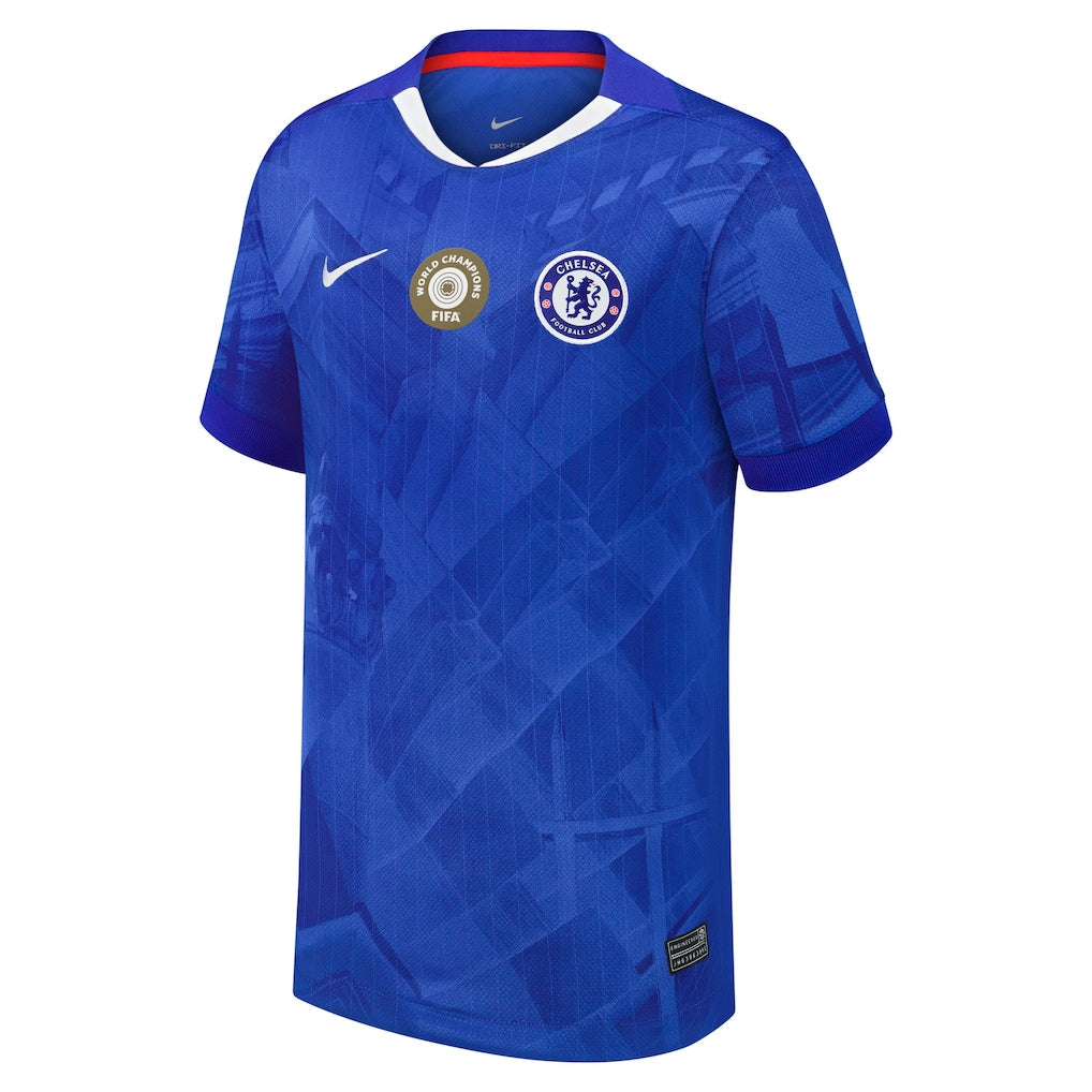 2025/26 Chelsea Home Kids Kit with World Champions Badge
